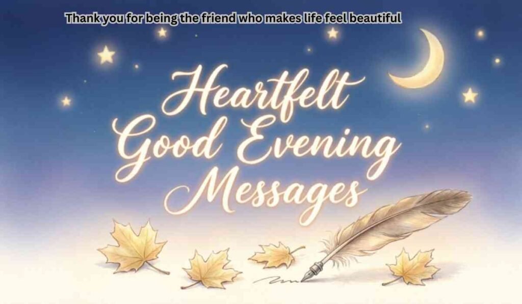 Heartfelt Good Evening Messages
Thank you for being the friend who makes life feel beautiful